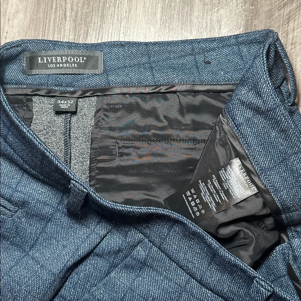Liverpool Los Angeles Navy Windowpane Trouser Pants (NWOT) - 34x32
